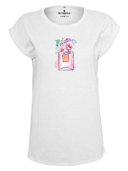 Be Famous Women Rolled T-Shirt white, Parfumnr1