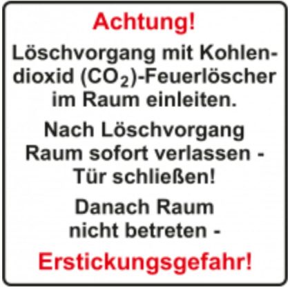Zusatztext DGUV 205-034 für Warnzeichen nach ISO 7010 - Löschvorgang im Raum
