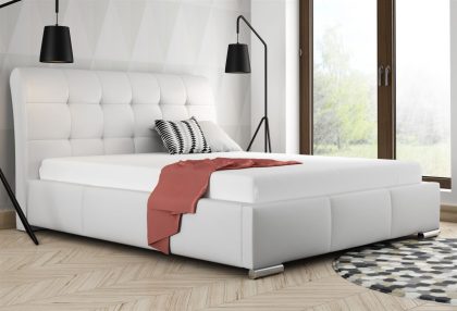 Polsterbett Doppelbett MATTIS Komplettset Kunstleder Weiss 140x200cm