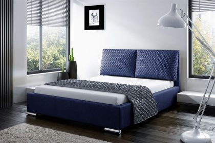 Polsterbett Doppelbett GALENO 140x200 cm Komplettset Dunkelblau