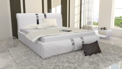 Polsterbett Doppelbett LOGAN Komplettset Kunstleder Weiss 140x200cm