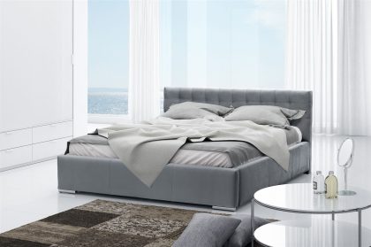 Polsterbett Doppelbett DAVE Komplettset Polyesterstoff Grau 140x200cm