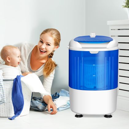 Costway Mini Waschmaschine Reisewaschmaschine Waschautomat mit Trockenschleuder Blau