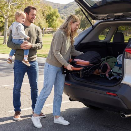 Costway Klappbare Kinderwagen mit Regenschutz & Verstellbarem Rückenlehne & Fußstütze Reisebuggy Rosa