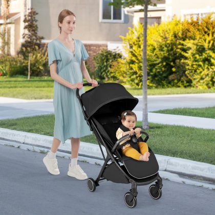 Costway Kinderwagen klappbar Reisebuggy mit Liegefunktion Kinderbuggy tragbar mit verstellbarer Rückenlehne Schwarz