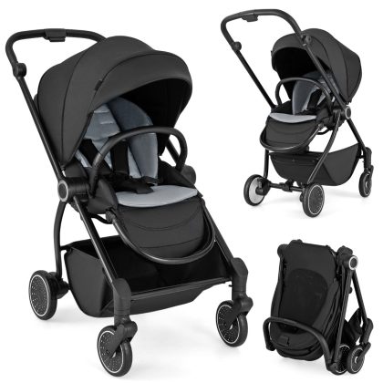 Costway Kinderwagen faltbar mit umkehrbarem Sitz Reisebuggy mit verstellbarer Rückenlehne Schwarz