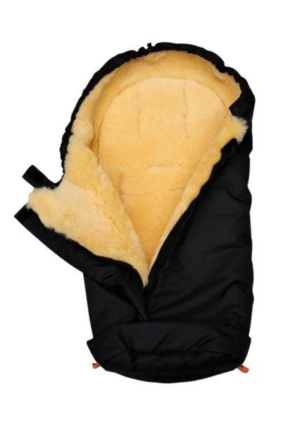 Lammfell - KINDERWAGEN FUßSACK Farbe: Schwarz