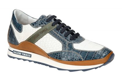 Galizio Torresi Herrenschuhe 417010 Sneakers Wei? - celeste / bianco Echtlede...